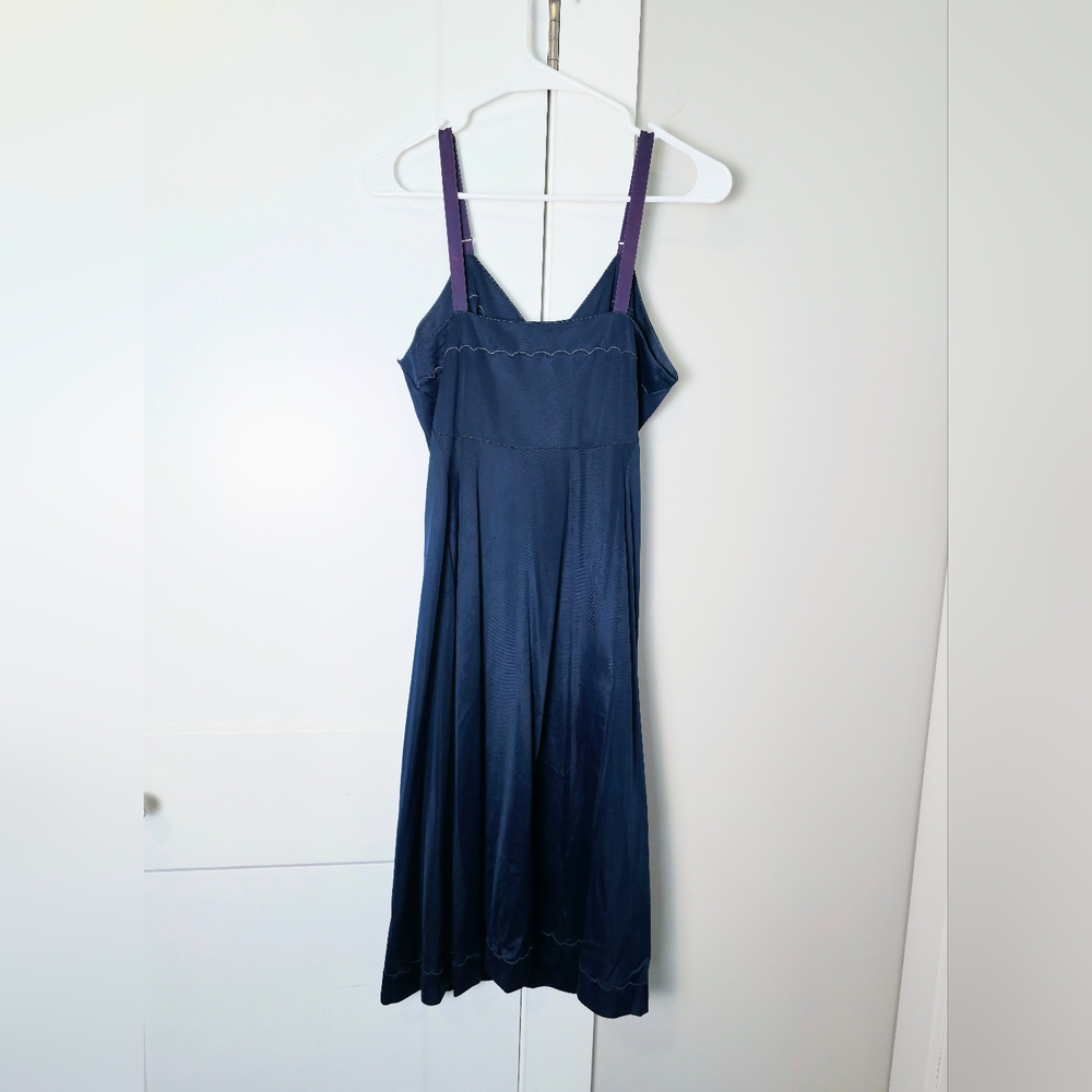 Movie Star Womens Vintage Lingerie Size 36 Navy Blue Sheer Babydoll Slip Dress - Picture 3 of 6